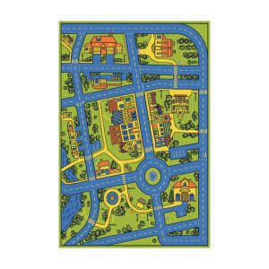 Legetæppe/Biltæppe med by og veje - 160 x 220 - Bambino - Fra 0 år.